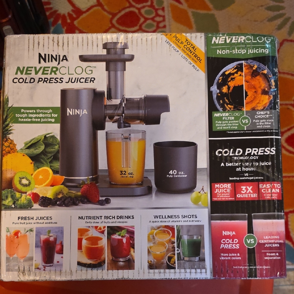 Ninja NeverClog Cold Press Juicer - Silver and Black